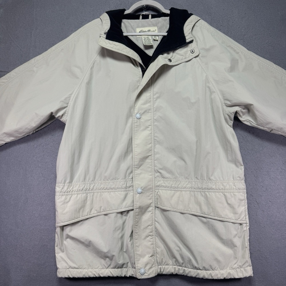 Eddie‎ Bauer Mens Beige Hooded Lined Parka Jacket Size LT